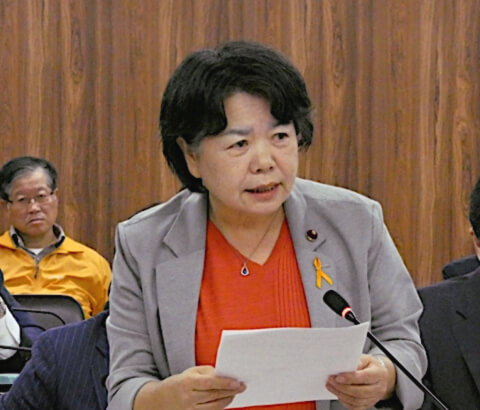 決算特別委員会で質問する吉岡市議